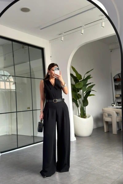 V YAKA SIFIR KOL KEMERLİ TULUM