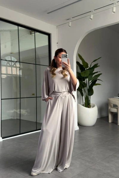 TAŞ BEL DETAYLI DÖKÜMLÜ MODAL TAKIM