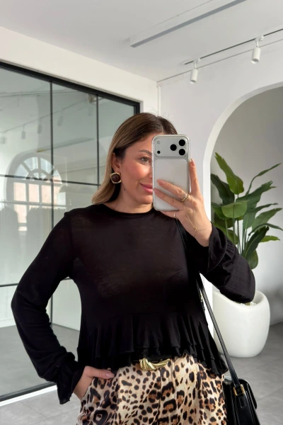 SİYAH ETEKLİ TRANSPARAN BLUZ 14385