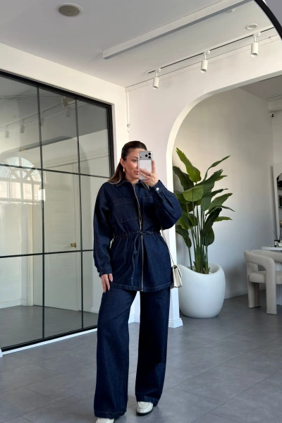 DENİM FERMUARLI BELDEN BÜZGÜLÜ TAKIM