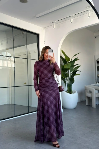 MÜRDÜM EKOSE DESEN BLUZ ETEK TAKIM 2095