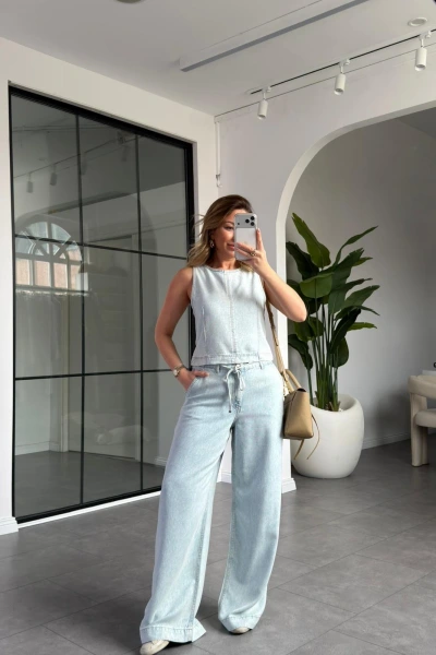 BUZ MAVİ ZR MODEL TENSEL JEAN TAKIM