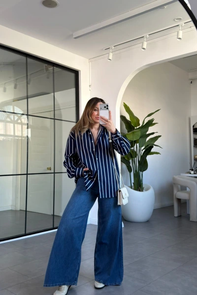 LACİVERT ÇİZGİLİ GÖMLEK 70264