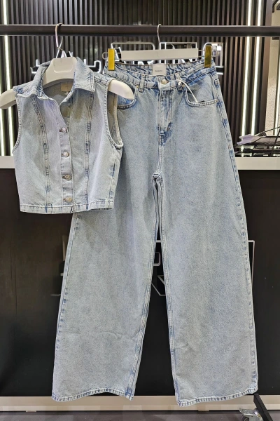 DENİM YELEKLİ TAKIM 8229