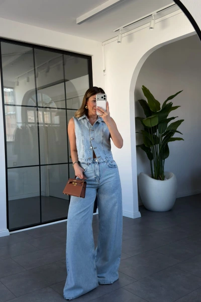 DENİM YELEKLİ TAKIM 8229