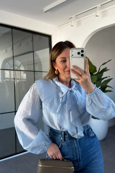 BEBE MAVİ ZR FIRFIRLI GÖMLEK