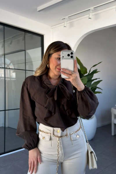 KAHVE ZR FIRFIRLI GÖMLEK