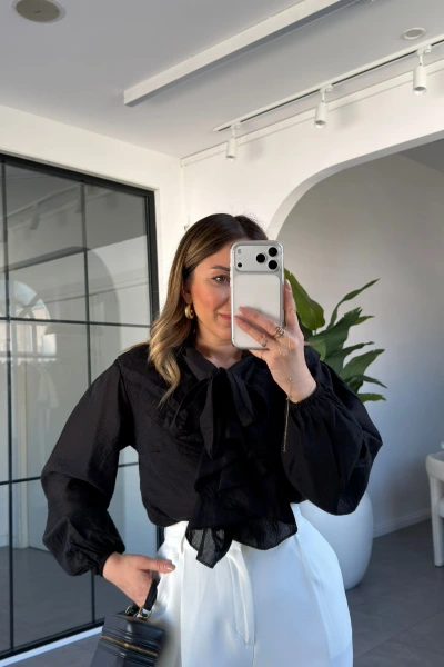 SİYAH ZR FIRFIRLI GÖMLEK