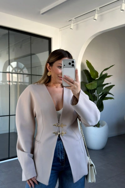 TAŞ GOLD KANCA DETAYLI CEKET 9726