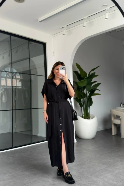 SİYAH ZR DÜĞMELİ ELBİSE