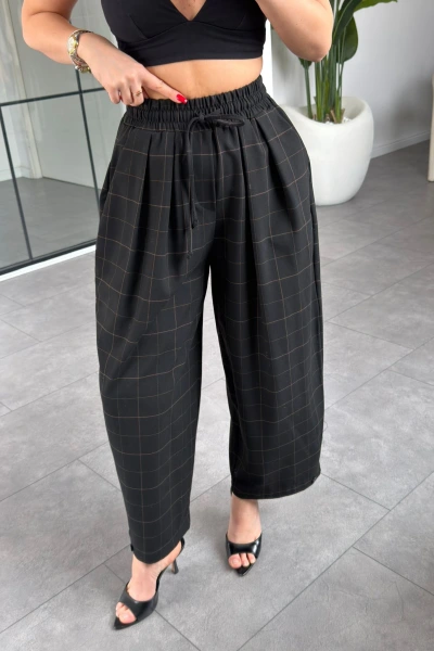 SİYAH EKOSE DESENLİ PANTOLON 51328