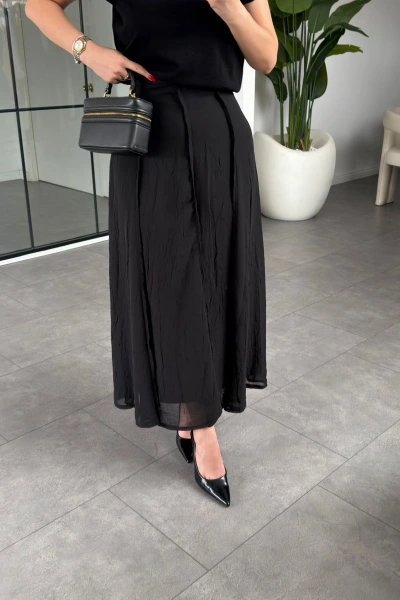 SİYAH PARÇALI DİKİLŞİ ETEK 3388