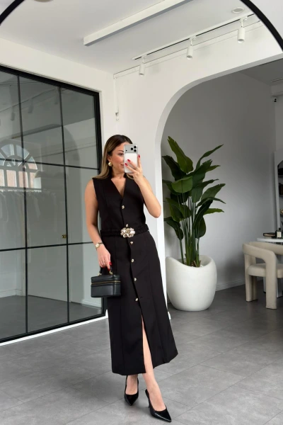 SİYAH ZR TOKALI ELBİSE 8381