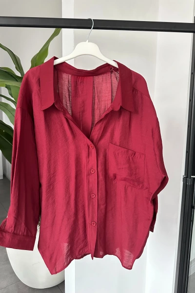 Bordo Tensel Viral Salaş Gömlek