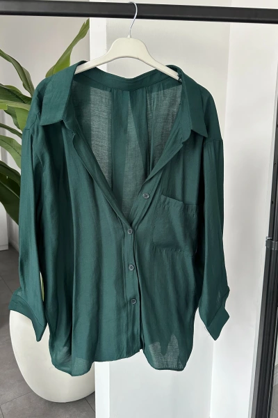 Zümrüt Yeşil Tensel Viral Salaş Gömlek