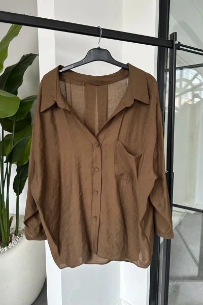 Açık Kahve Tensel Viral Salaş Gömlek