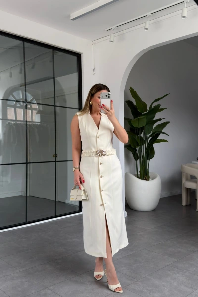 EKRU ZR TOKALI ELBİSE 8381