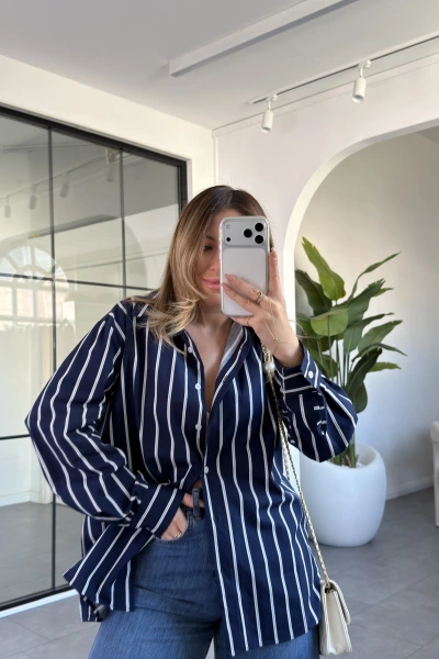 LACİVERT ÇİZGİLİ GÖMLEK 70264