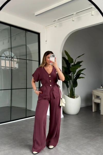 MÜRDÜM V YAKA DÜĞMELİ MODAL TAKIM 9521