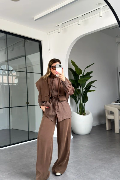 KAHVE GARNİLİ TASARIM TAKIM 51309