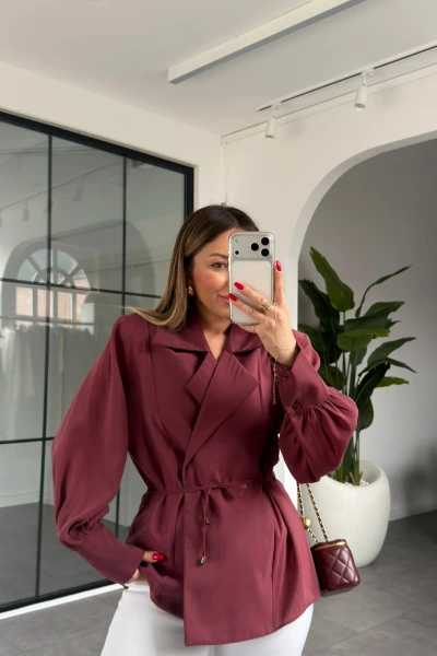 BORDO VATKALI KİMONO GÖMLEK 5029