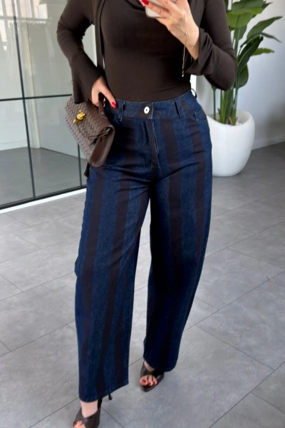 ÇİZGİLİ DENİM BALON PANTOLON