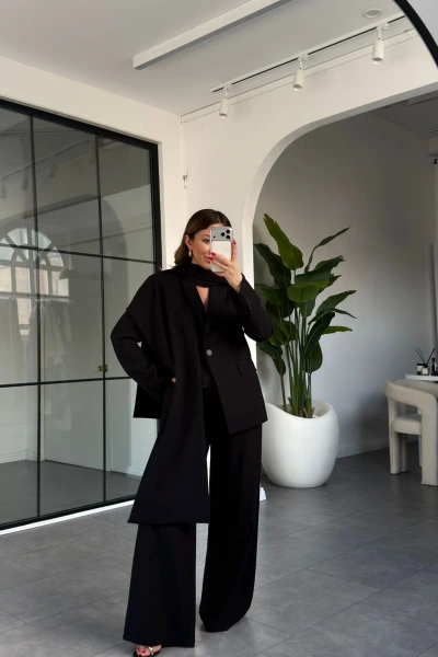 SİYAH ÇIKARILABİLİR ŞALLI CEKET PANTOLON TAKIM