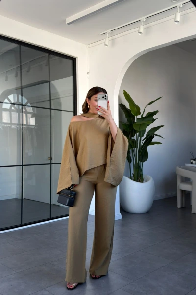 OLİVE YARASA KOL FULARLI TAKIM