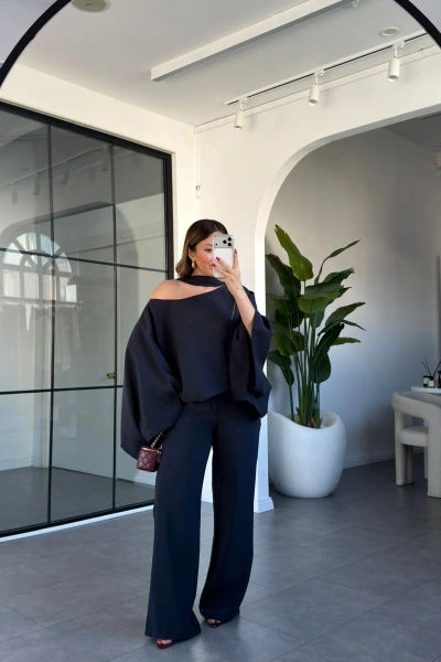 İNDİGO YARASA KOL FULARLI TAKIM