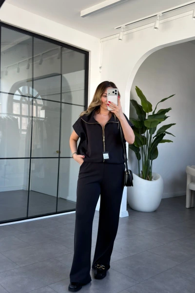 SİYAH NTWRK MARKA YELEKLİ MODAL TAKIM 6768