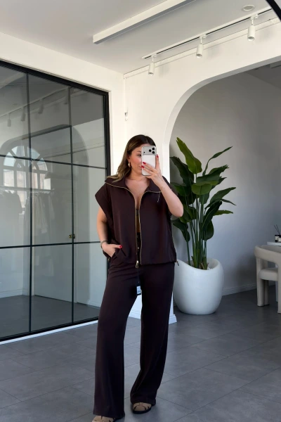 KAHVE NTWRK MARKA YELEKLİ MODAL TAKIM 6768