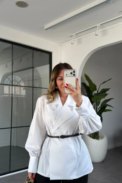 BEYAZ KEMERLİ GÖMLEK 5057