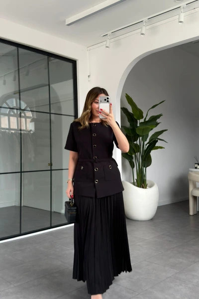 SİYAH PİLİSELİ ETEK CEKET TAKIM 37265