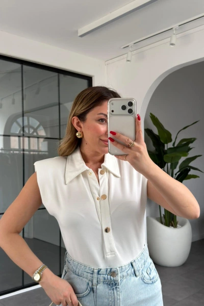 EKRU OMUZ VATKALI BODYSUİT