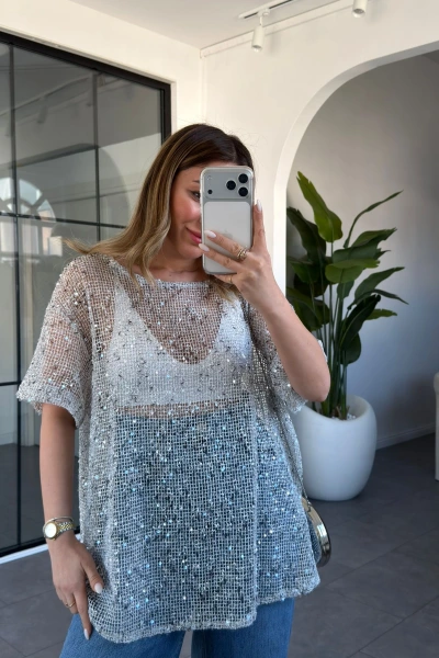 GRİ PULLU BLUZ 7878