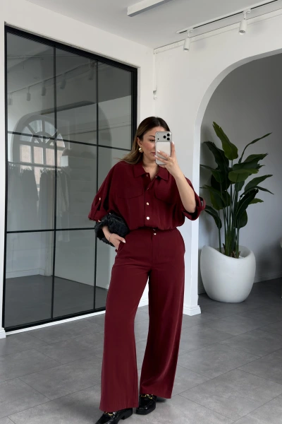 BORDO BOMBER CEKET ÇITÇIT DETAYLI TAKIM