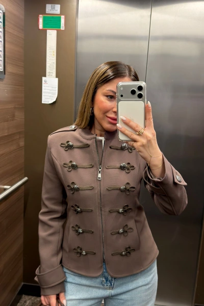 KAHVE APOLETLİ CEKET 9729