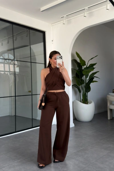 KAHVE ÇAPRAZ BAĞLAMALI TAKIM