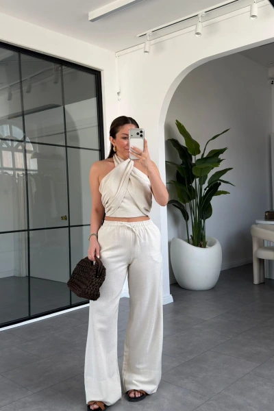 EKRU ÇAPRAZ BAĞLAMALI TAKIM