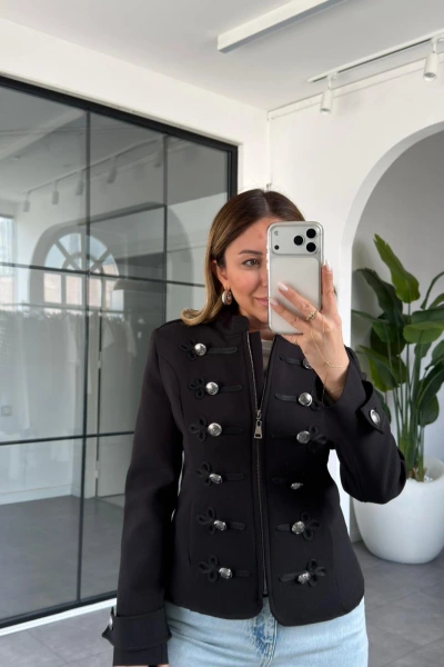 SİYAH APOLETLİ CEKET 9729