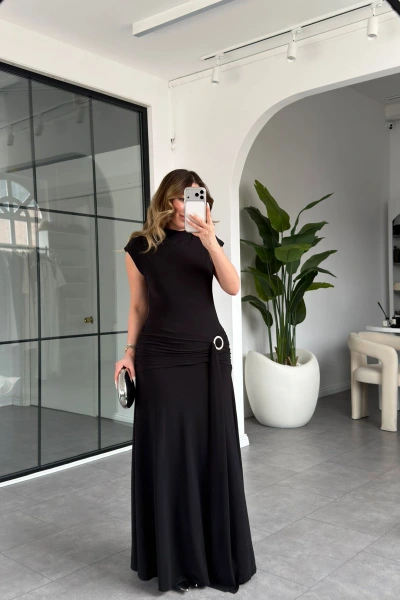 SİYAH TOKALI SANDY ELBİSE 37322