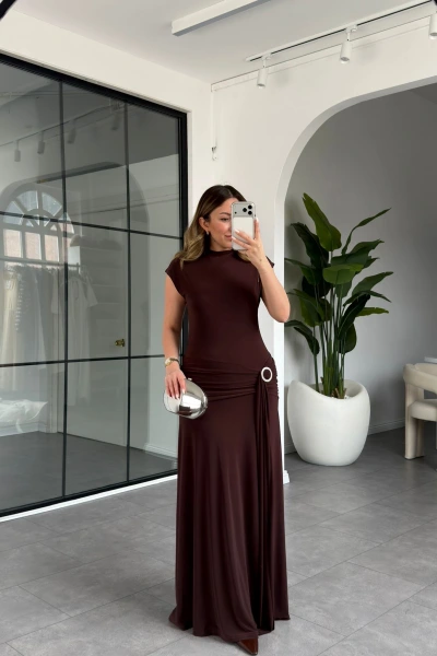 KAHVE TOKALI SANDY ELBİSE 37322