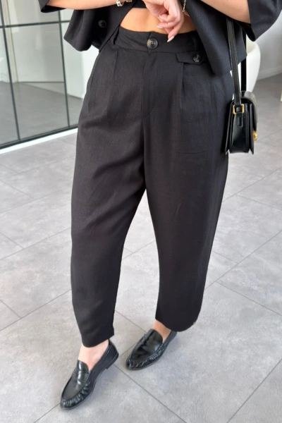 SİYAH KETEN PANTOLON 50976