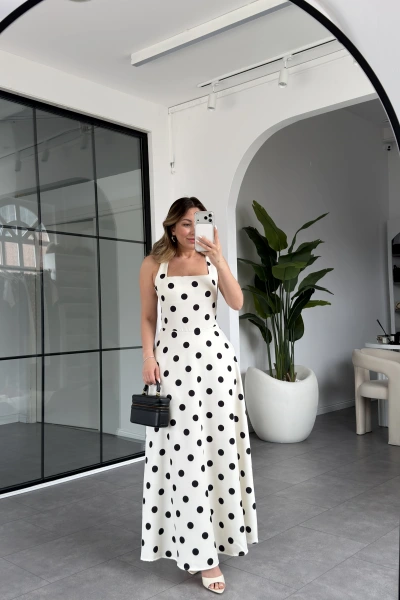 EKRU KALIN ASKILI PUANTİYE ELBİSE 0920