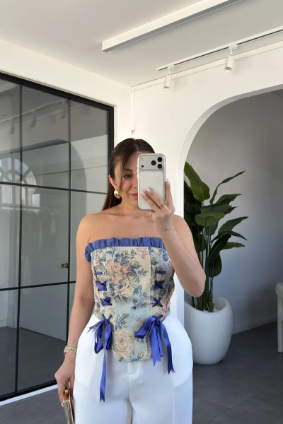 ÇİÇEK DESENLİ TASARIM BÜSTİYER 7924