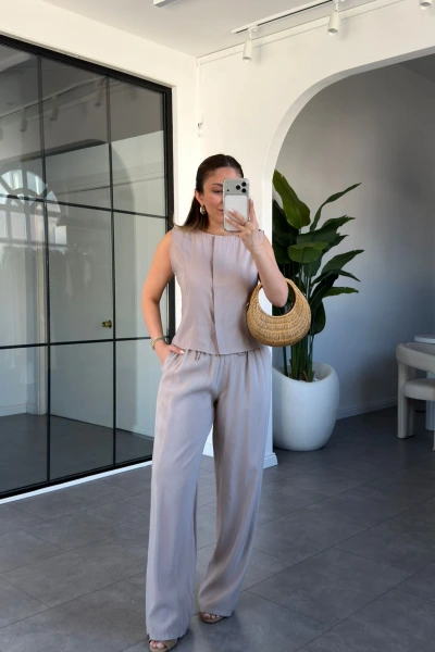 TAŞ KOLSUZ BLUZ PANTOLON TAKIM 51192