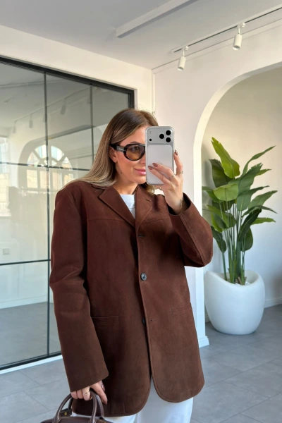 ACI KAHVE BLAZER SÜET CEKET