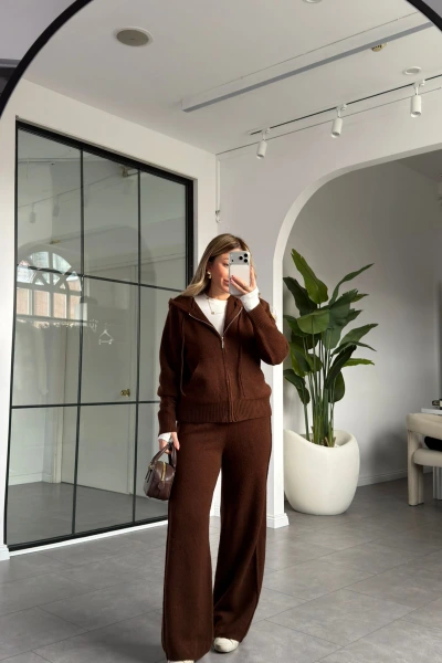 ACI KAHVE KAPÜŞONLU TRİKO TAKIM