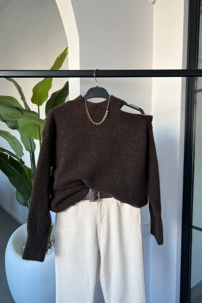 ACI KAHVE OMUZ DETAYLI KAZAK