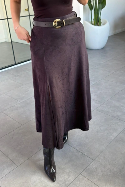 ACI KAHVE YIRTMAÇ DETAY SÜET ETEK